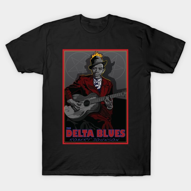 ROBERT JOHNSON AMERICAN BLUES MUSICIAN AND SONGWRITER T-Shirt by Larry Butterworth